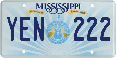 MS license plate YEN222