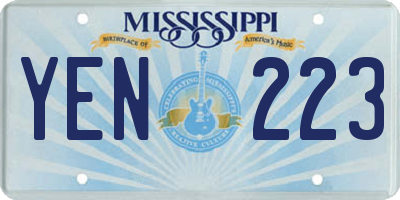 MS license plate YEN223
