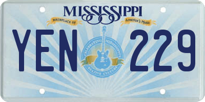 MS license plate YEN229