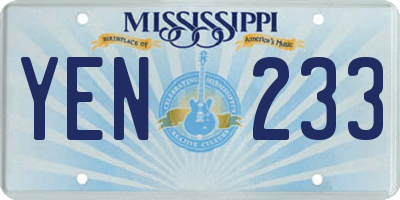 MS license plate YEN233