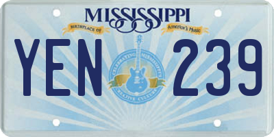 MS license plate YEN239