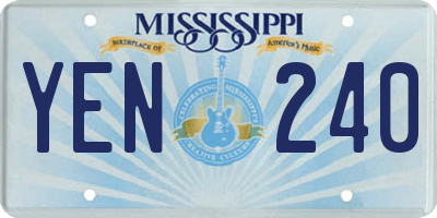 MS license plate YEN240