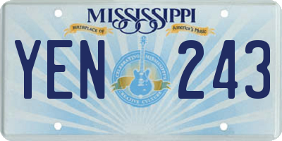 MS license plate YEN243