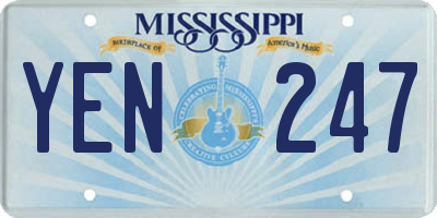 MS license plate YEN247