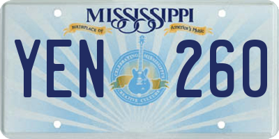 MS license plate YEN260