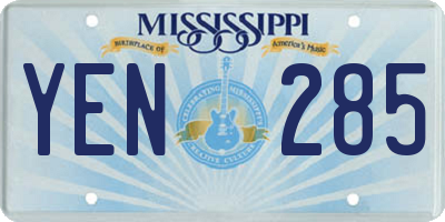 MS license plate YEN285