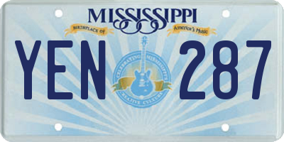 MS license plate YEN287