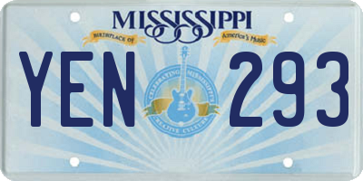 MS license plate YEN293