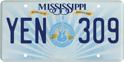 MS license plate YEN309