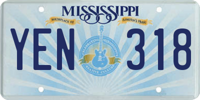 MS license plate YEN318