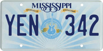 MS license plate YEN342