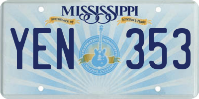 MS license plate YEN353