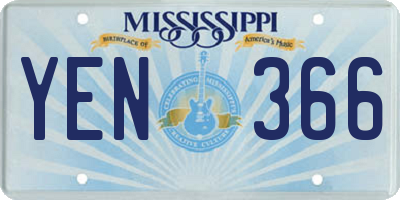MS license plate YEN366