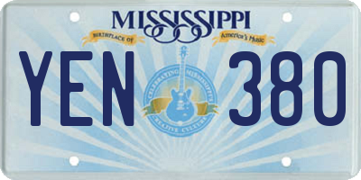MS license plate YEN380