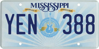 MS license plate YEN388