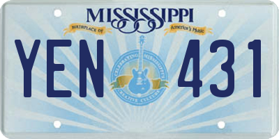 MS license plate YEN431