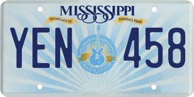 MS license plate YEN458