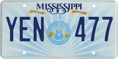 MS license plate YEN477