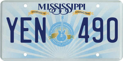 MS license plate YEN490