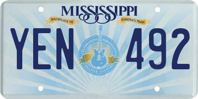 MS license plate YEN492