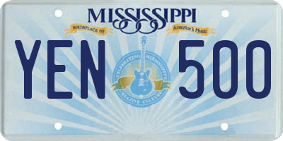 MS license plate YEN500