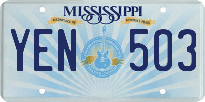 MS license plate YEN503