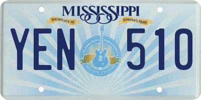 MS license plate YEN510