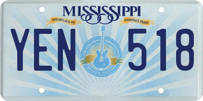 MS license plate YEN518