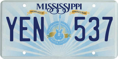 MS license plate YEN537
