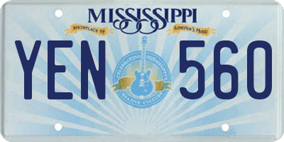 MS license plate YEN560