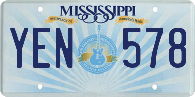MS license plate YEN578