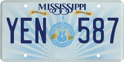 MS license plate YEN587