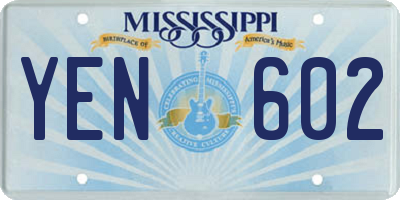 MS license plate YEN602