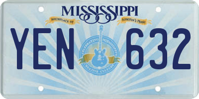 MS license plate YEN632