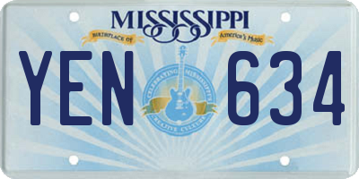MS license plate YEN634
