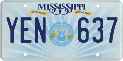MS license plate YEN637