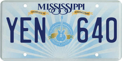 MS license plate YEN640