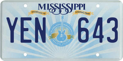 MS license plate YEN643