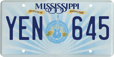 MS license plate YEN645