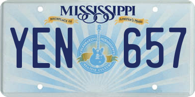 MS license plate YEN657
