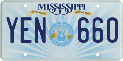 MS license plate YEN660