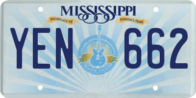 MS license plate YEN662