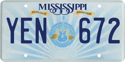 MS license plate YEN672