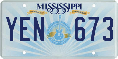 MS license plate YEN673