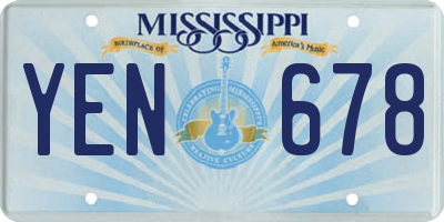 MS license plate YEN678
