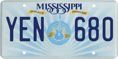 MS license plate YEN680