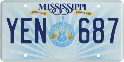 MS license plate YEN687
