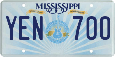 MS license plate YEN700