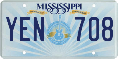 MS license plate YEN708
