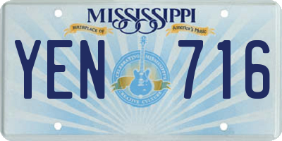 MS license plate YEN716